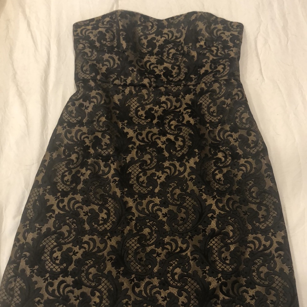 Ann Taylor Loft black lace strapless size 8P dress